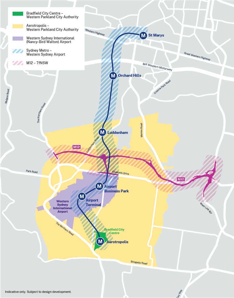 Map context for Bringelly, Bradfield City and Western Sydney Airport